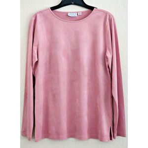 TOP/BLOUSE-JOAN RIVERS-Buff Pink-Suede Look-Soft-Long Sleeves-Size SMALL